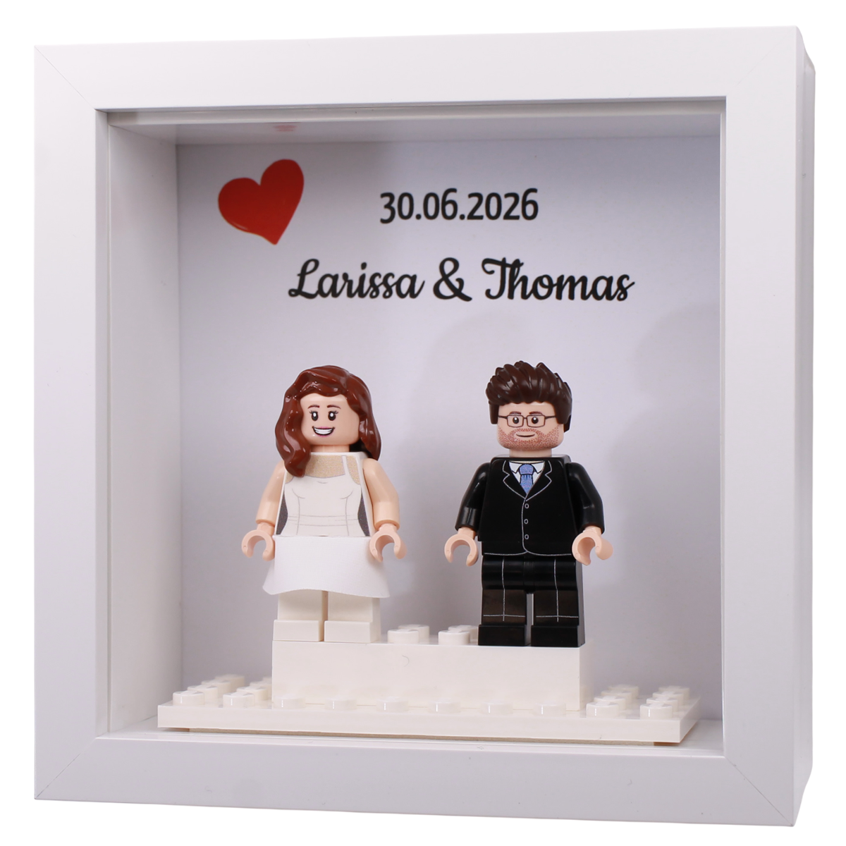 Personalisierte Hochzeits Minifigur mit Namen im Mini-Rahmen