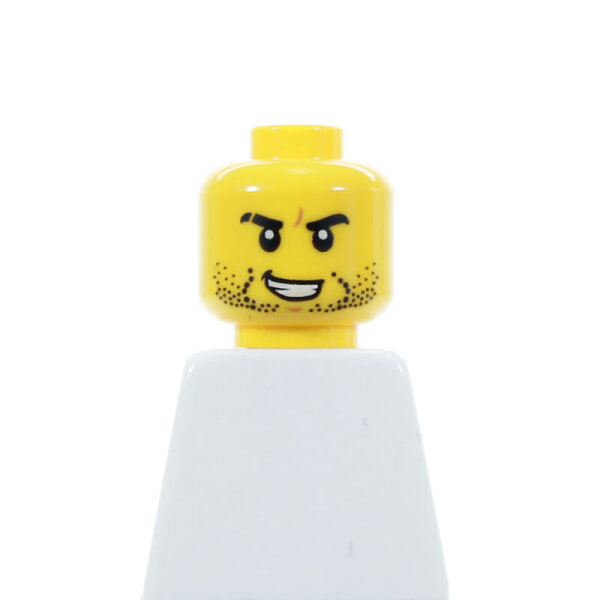 LEGO Kopf, gelb, Stoppelbart, Narbe