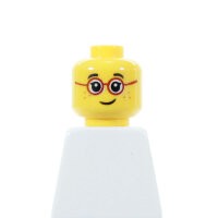 LEGO Kopf, gelb, Kind, Brille, Sommersprossen