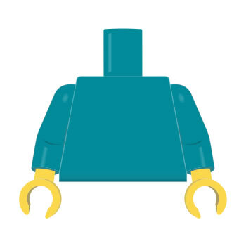 Torso & Arme plain dunkeltürkis, gelbe Hände