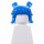 Haare, weiblich, mittellang mit Spacebuns, blau