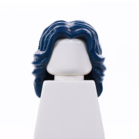 Haare, weiblich, lang, wellig, Mittelscheitel, dunkelblau