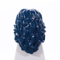 Haare, weiblich, lang, wellig, Mittelscheitel, dunkelblau