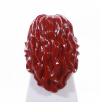Haare, weiblich, lang, wellig, Mittelscheitel, dunkelrot