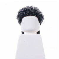 Haare, weiblich, lang, geflochten mit breitem Pferdeschwanz, schwarz