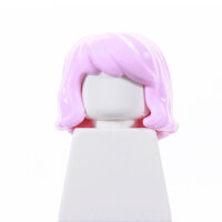 Haare, weiblich, schulterlang wellig mit Pony, rosa
