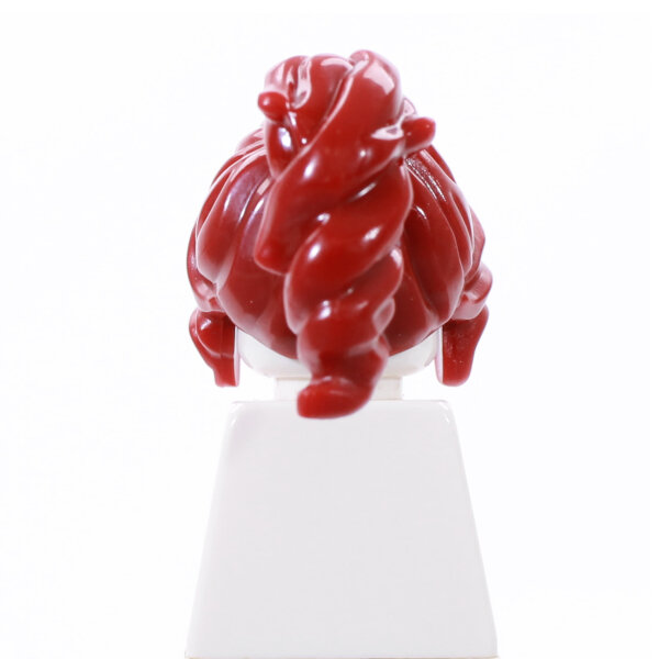 Haare, lang, gewellt mit Pferdeschwanz, dunkelrot