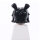 Haare, weiblich, mittellang mit Spacebuns, schwarz