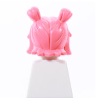 Haare, weiblich, mittellang mit Spacebuns, koralle