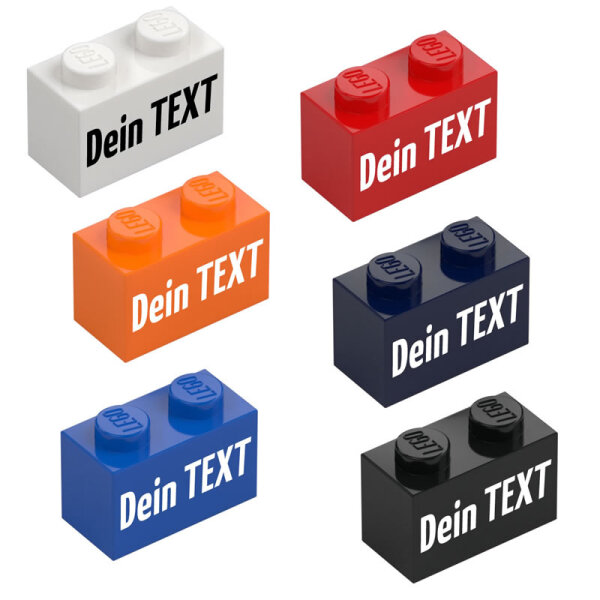 Custom Stein 1x2 Noppen mit Wunschtext