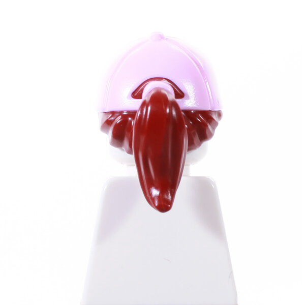 Haare, dunkelrot, Pferdeschwanz mit Cap, rosa