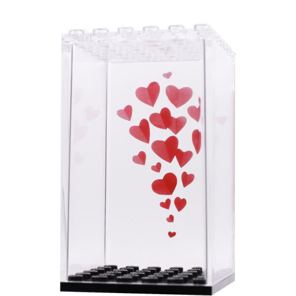 Minivitrine, 6x6 mit Herzen, rückseitig bedruckt