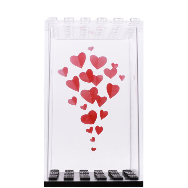 Minivitrine, 6x6 mit Herzen, r&uuml;ckseitig bedruckt