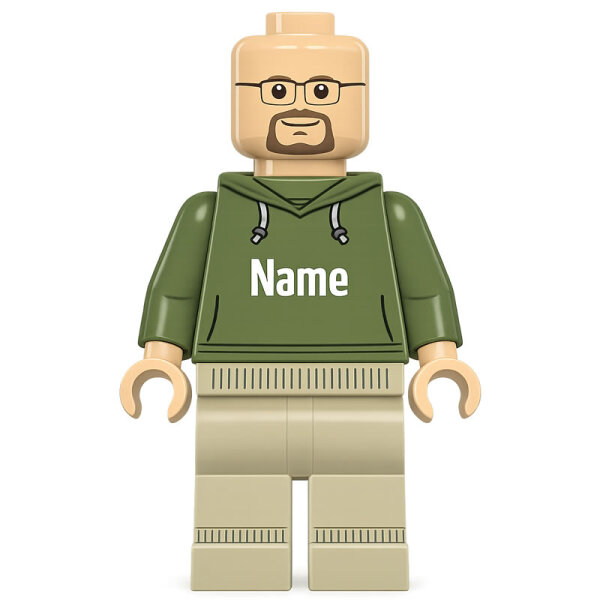 Custom Minifigur Hoodie mit Name, konfigurierbar, personalisierbar