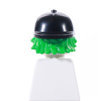 Haare, mittellang, grün mit Cap schwarz