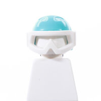 Haare, schwarz, mit Sporthelm, helltürkis