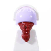 Haare, dunkelrot, mit Sporthelm, lavendel