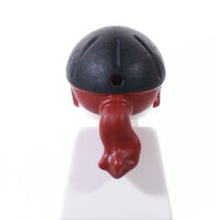 Haare, dunkelrot, mit Reiterhelm, schwarz