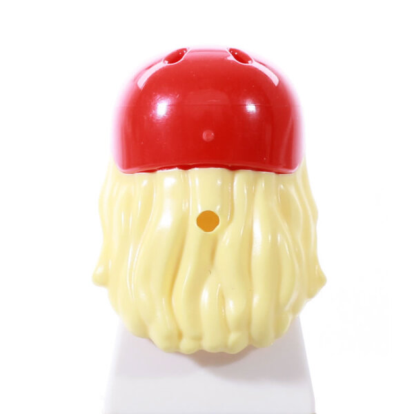 Haare, lang, goldblond mit Sporthelm, rot
