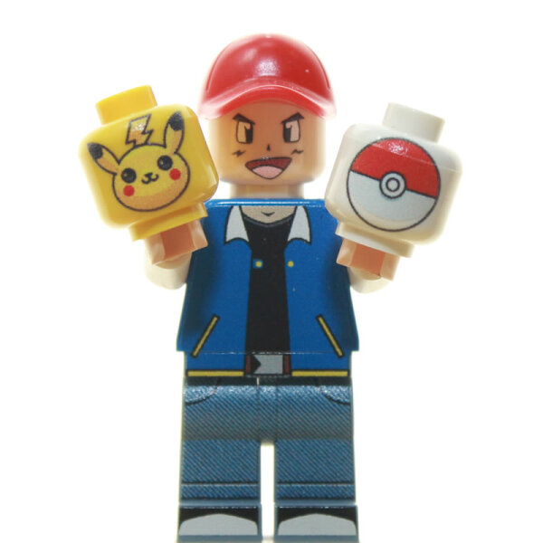 Custom Minifigur - Ash inkl. Pokeball und Pikachu