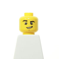 LEGO Kopf, gelb, männl., verschmitztes Lächeln