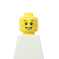 LEGO Kopf, gelb, Kind, l&auml;chelnd, Sommersprossen