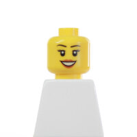 LEGO Kopf, gelb, rosa Lippen, strahlendes L&auml;cheln