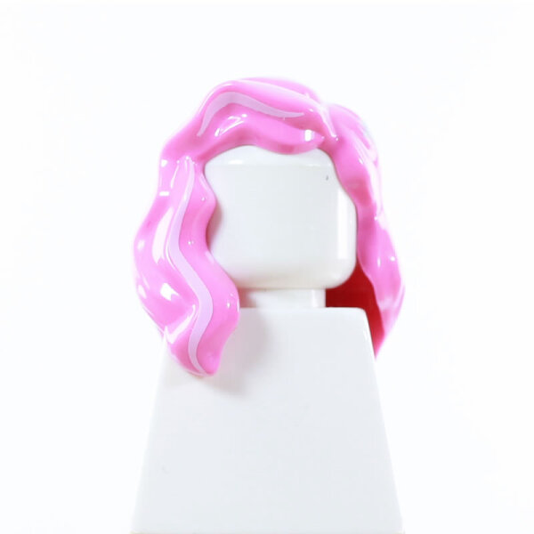 Haare, weiblich, mittellang, offen, pink