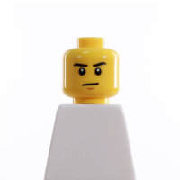 LEGO Kopf, gelb, grimmig, zweiseitig, panisch