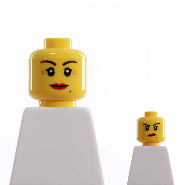 LEGO Kopf, gelb, weibl., zweiseitig, Schöheitsfleck