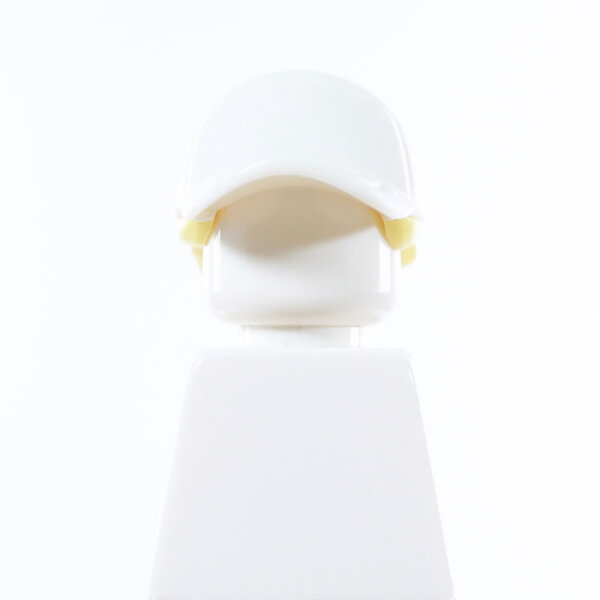Haare, goldblond, Pferdeschwanz mit Cap, weiß