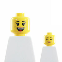 LEGO Kopf, gelb, strahlendes Lächeln, zweiseitig,...