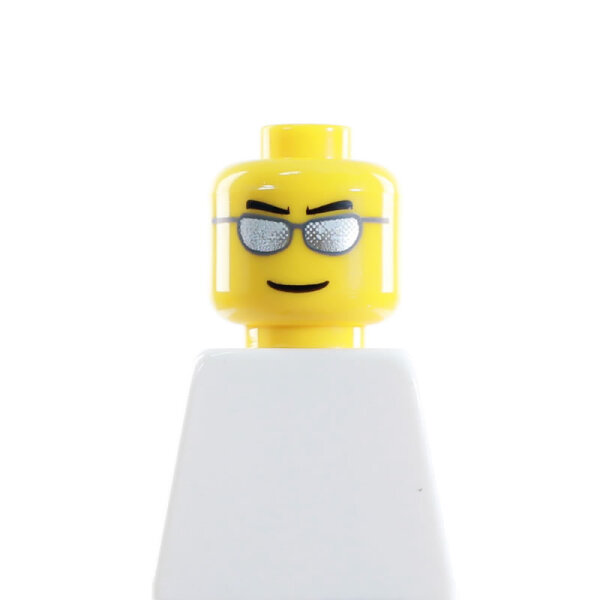 LEGO Kopf, gelb, silberne Brille